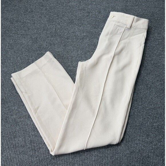 Zara Pants - ZARA Womens Size Medium Pants Beige Cream High Waist Pleated Straight Leg